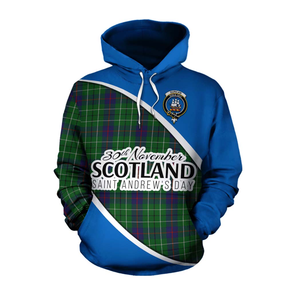 Tartan Vibes Clothing Duncan Family Crest Tartan Cotton Hoodie Celebrate Saint Andrew's Day in Style