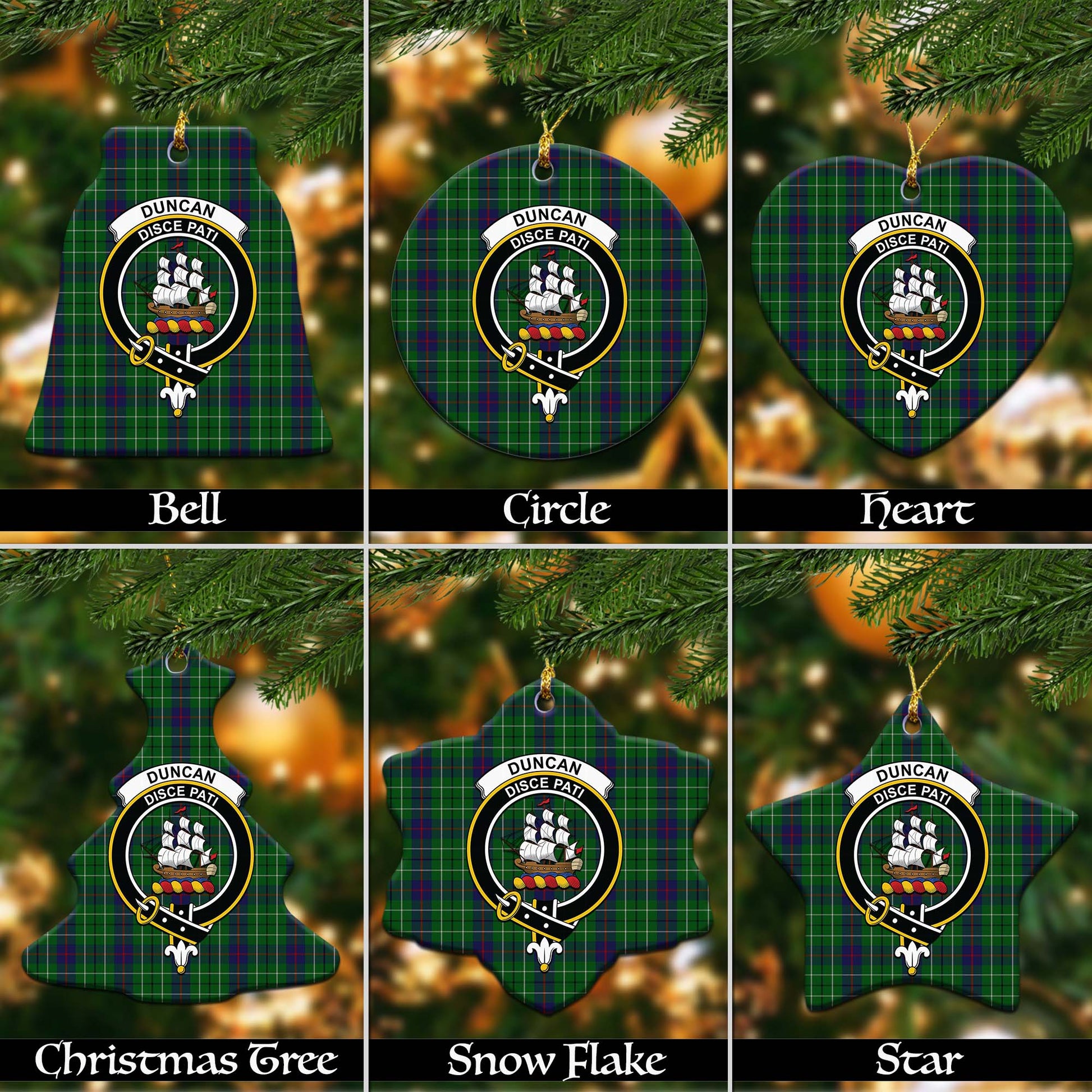 Duncan Tartan Christmas Ornaments with Family Crest - Tartanvibesclothing