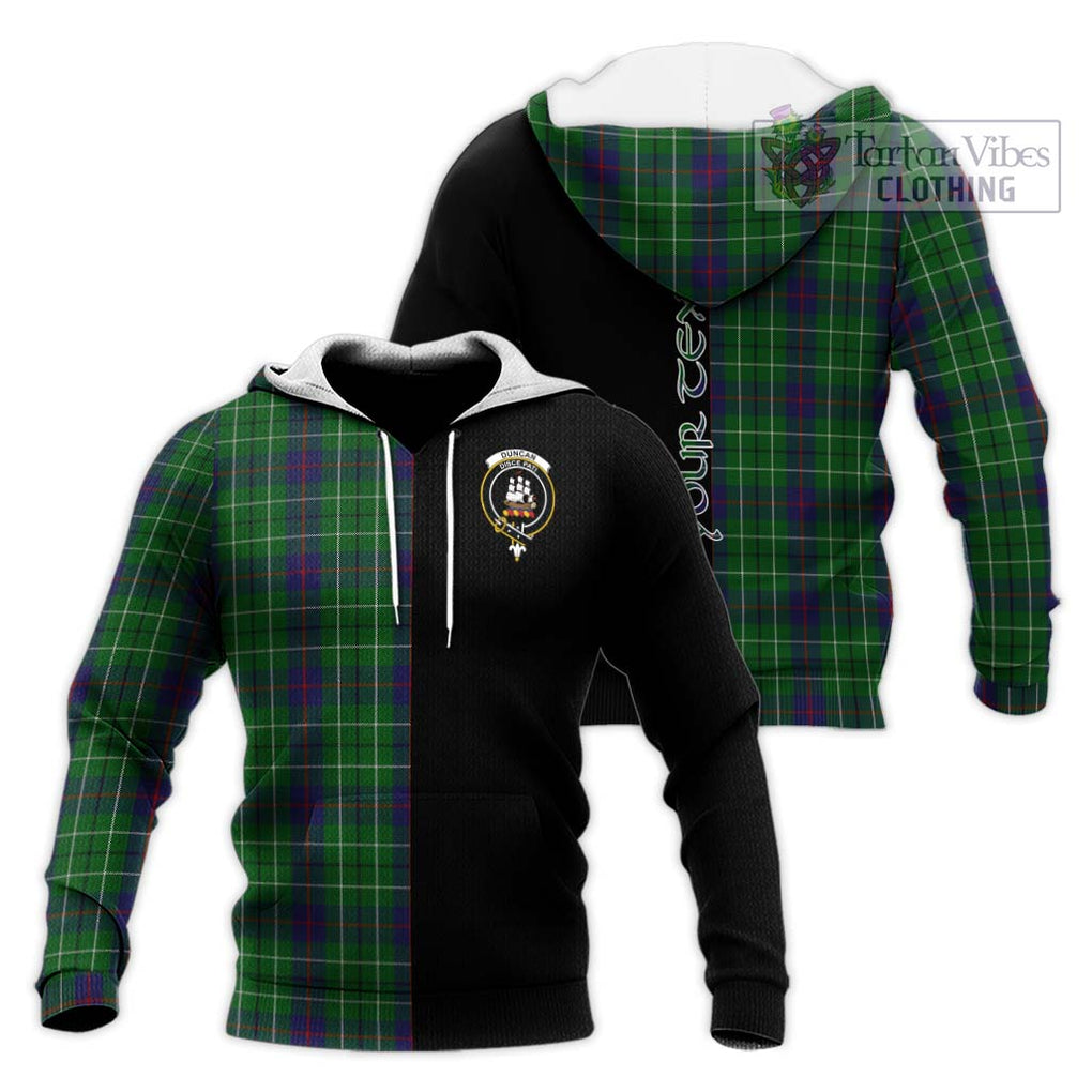 Duncan Tartan Knitted Hoodie with Family Crest and Half Of Me Style Unisex Knitted Pullover Hoodie - Tartanvibesclothing Shop