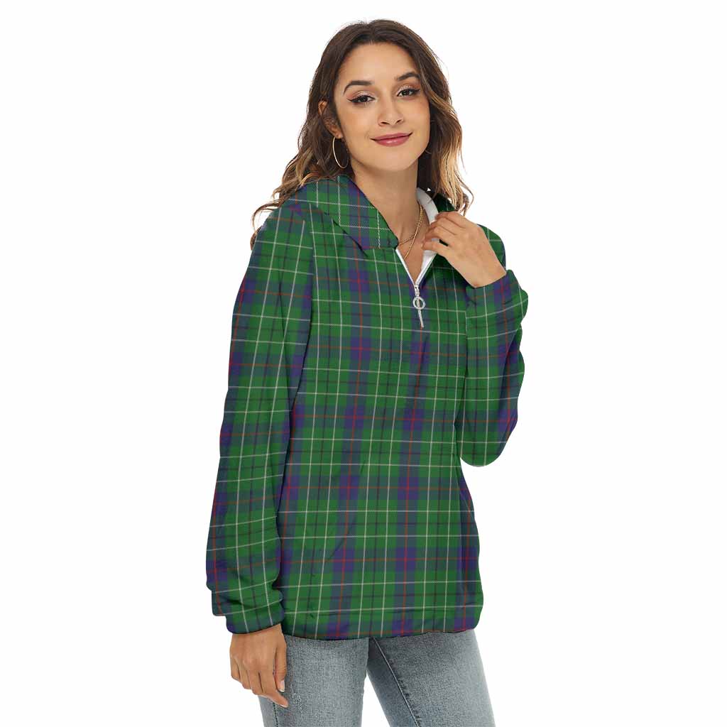 Tartan Vibes Clothing Duncan Tartan Women's Borg  Half Zip Fleece Hoodie