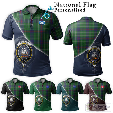 Duncan Tartan Polo Shirt with Personalised National Flag and Family Crest Half Style