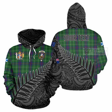 Duncan Crest Tartan Hoodie with New Zealand Silver Fern Half Style