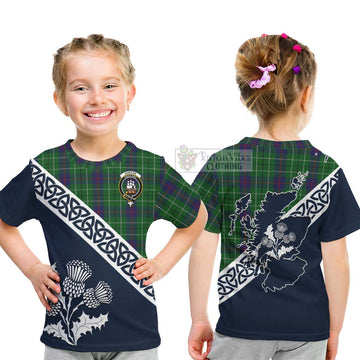 Duncan Tartan Kid T-Shirt Featuring Thistle and Scotland Map