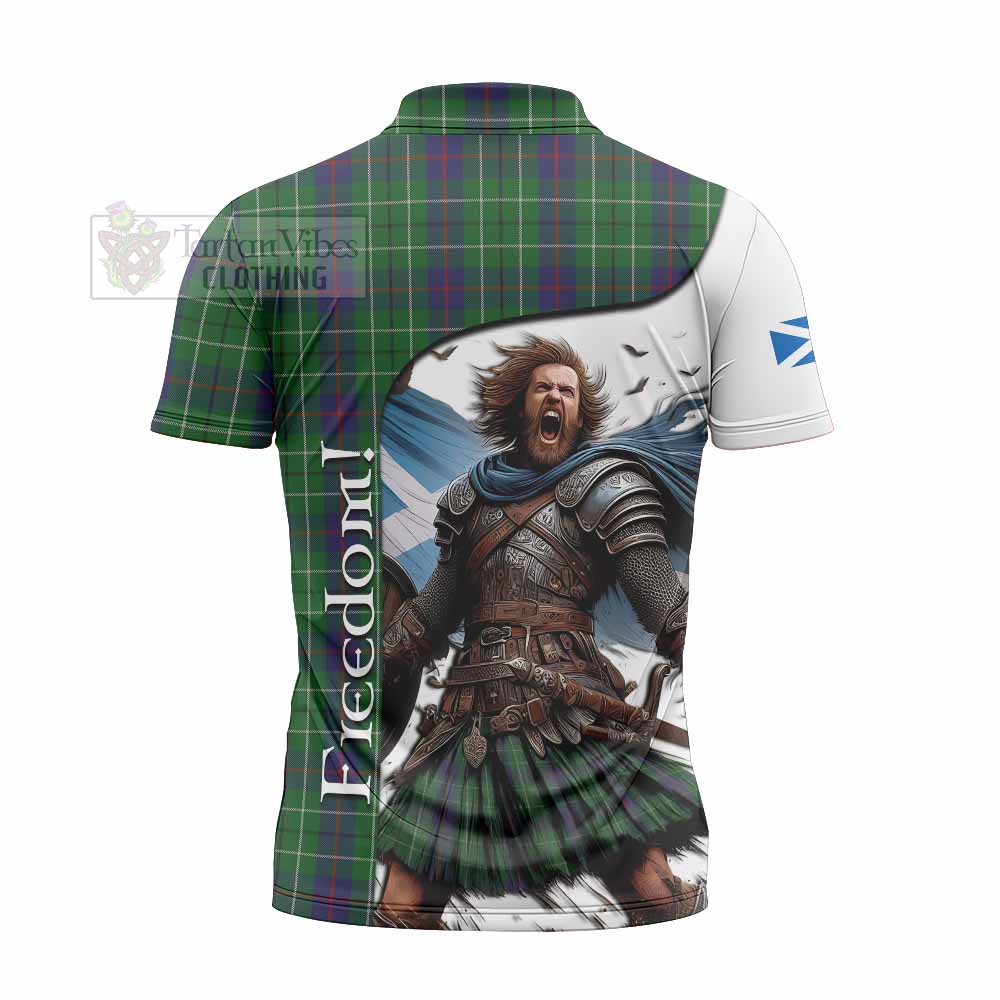 Tartan Vibes Clothing Duncan Crest Tartan Zipper Polo Shirt Inspired by the Freedom of Scottish Warrior