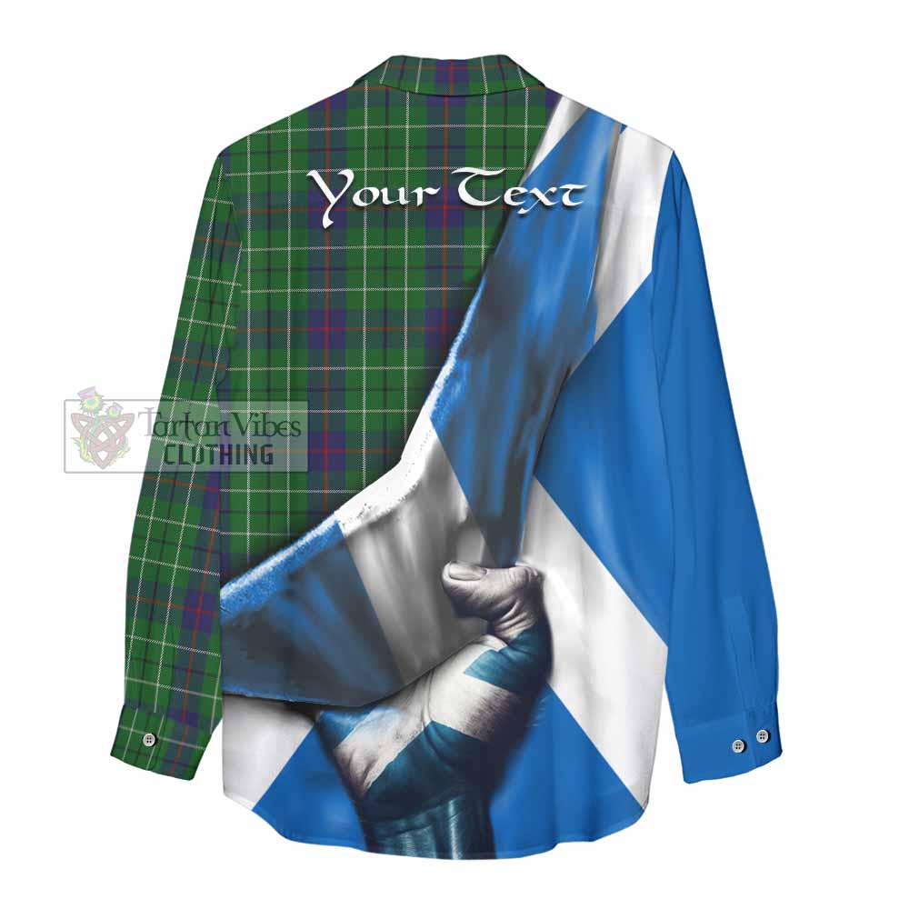 Tartan Vibes Clothing Duncan Tartan Women's Casual Shirt with Family Crest Scotland Patriotic Style