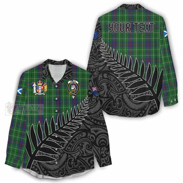 Duncan Crest Tartan Women's Casual Shirt with New Zealand Silver Fern Half Style