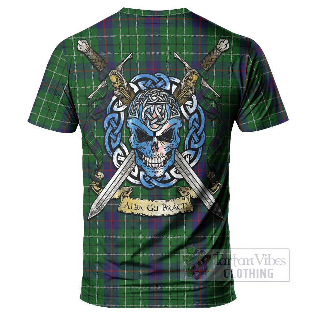 Tartan Vibes Clothing Duncan Tartan T-Shirt with Family Crest Celtic Skull Style