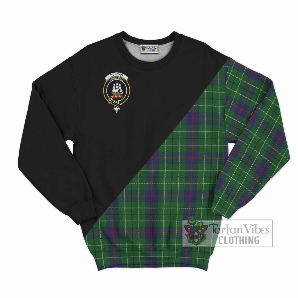 Tartan Vibes Clothing Duncan Tartan Sweatshirt with Family Crest and Military Logo Style