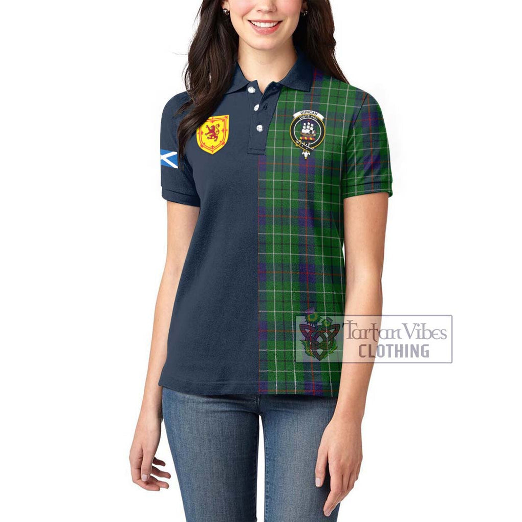 Tartan Vibes Clothing Duncan Tartan Women's Polo Shirt with Scottish Lion Royal Arm Half Style