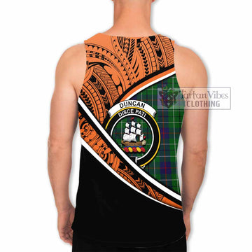 Duncan Crest Tartan Men's Tank Top with Polynesian Vibes Style - Orange Version