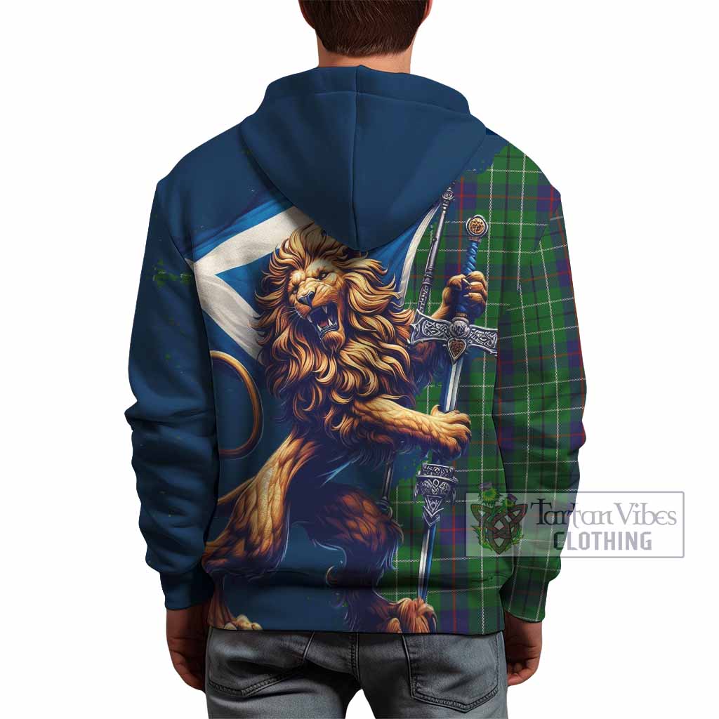 Duncan Tartan Family Crest Hoodie with Scottish Majestic Lion