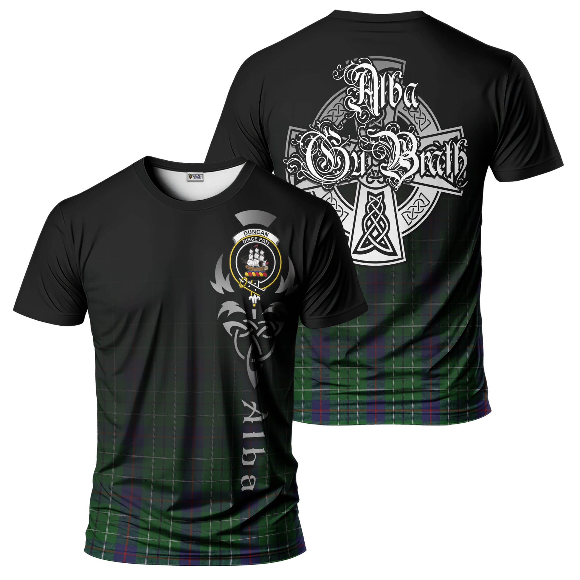 Tartan Vibes Clothing Duncan Tartan T-Shirt Featuring Alba Gu Brath Family Crest Celtic Inspired