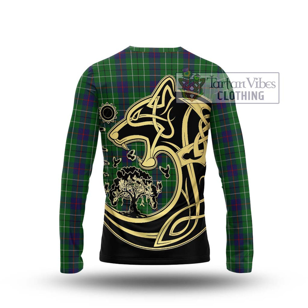 Duncan Tartan Long Sleeve T-Shirt with Family Crest Celtic Wolf Style - Tartan Vibes Clothing