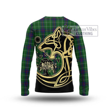 Duncan Tartan Long Sleeve T-Shirt with Family Crest Celtic Wolf Style