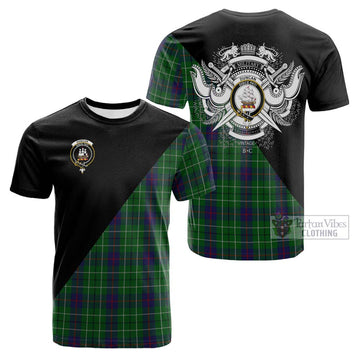 Duncan Tartan Cotton T-shirt with Family Crest and Military Logo Style