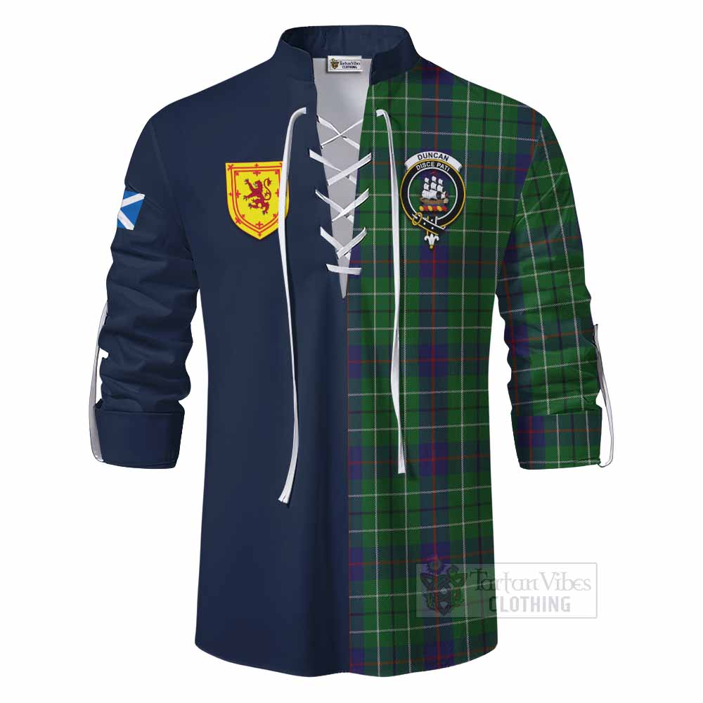 Duncan Tartan Ghillie Kilt Shirt Alba with Scottish Lion Royal Arm Half Style