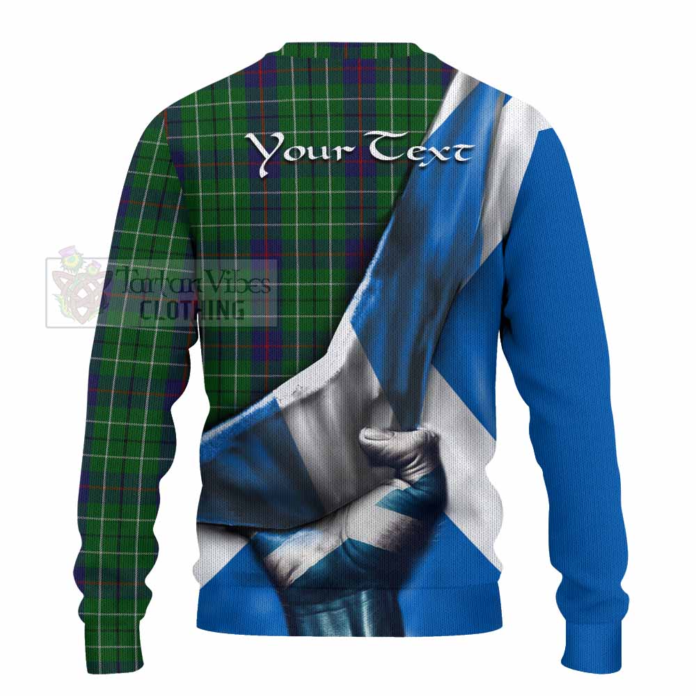 Tartan Vibes Clothing Duncan Tartan Knitted Sweater with Family Crest Scotland Patriotic Style