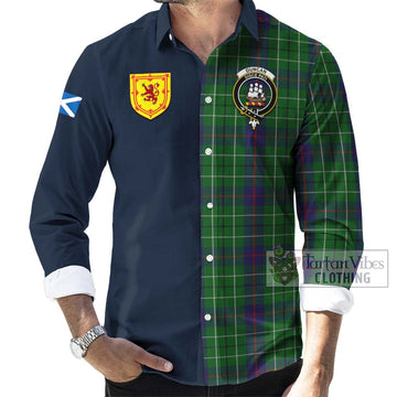 Duncan Tartan Long Sleeve Button Shirt Alba with Scottish Lion Royal Arm Half Style