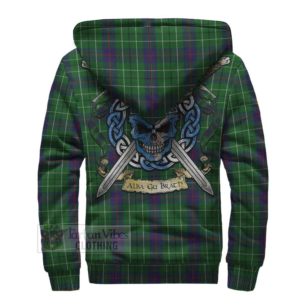 Tartan Vibes Clothing Duncan Tartan Sherpa Hoodie with Family Crest Celtic Skull Style