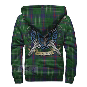 Duncan Tartan Sherpa Hoodie with Family Crest Celtic Skull Style