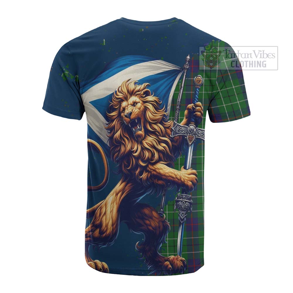 Tartan Vibes Clothing Duncan Tartan Family Crest Cotton T-shirt with Scottish Majestic Lion