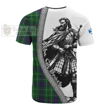 Duncan Tartan Clan Crest Cotton T-shirt with Highlander Warrior Celtic Style