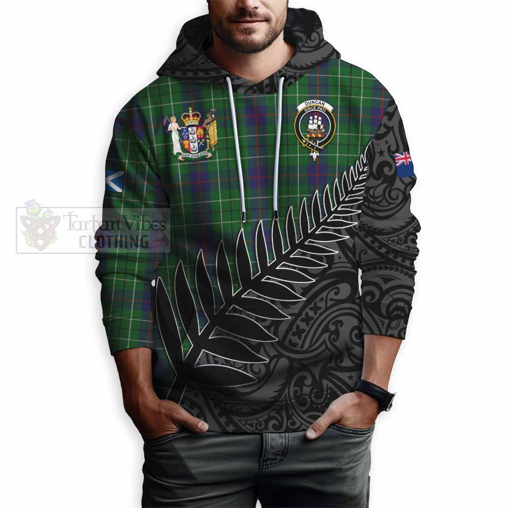 Tartan Vibes Clothing Duncan Crest Tartan Hoodie with New Zealand Silver Fern Half Style