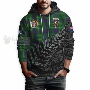 Duncan Crest Tartan Hoodie with New Zealand Silver Fern Half Style