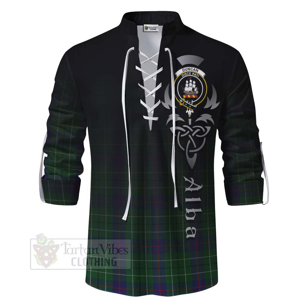 Tartan Vibes Clothing Duncan Tartan Ghillie Kilt Shirt Featuring Alba Gu Brath Family Crest Celtic Inspired