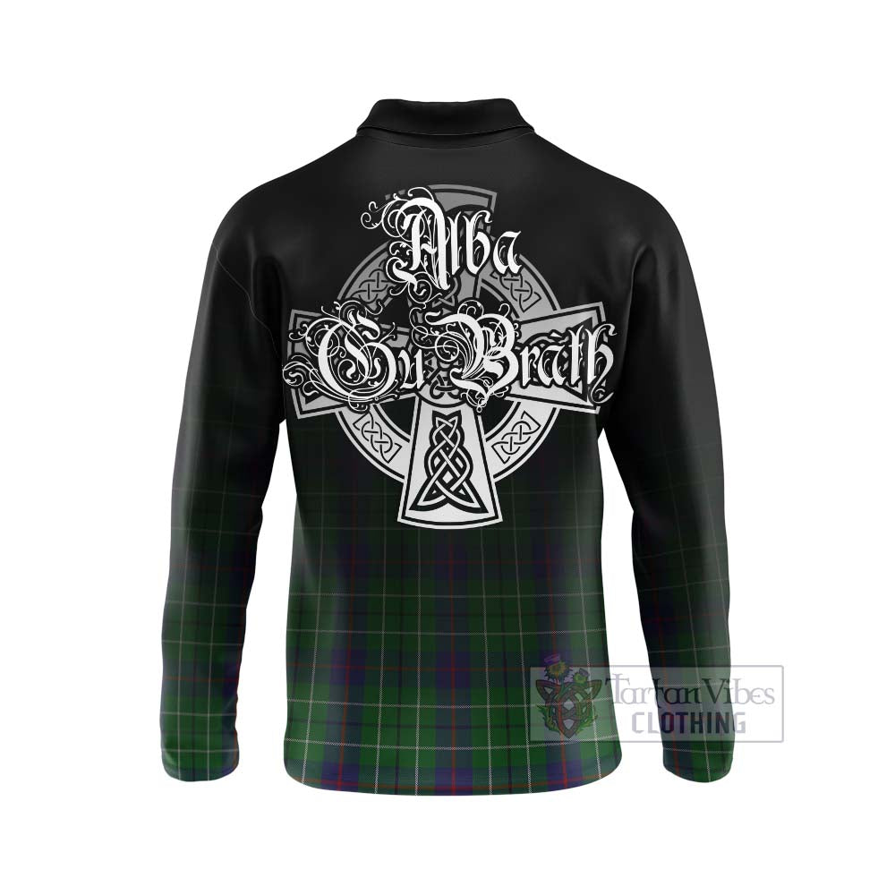 Tartan Vibes Clothing Duncan Tartan Long Sleeve Polo Shirt Featuring Alba Gu Brath Family Crest Celtic Inspired