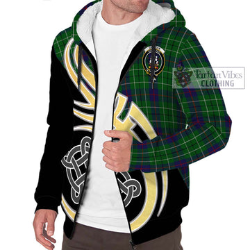 Duncan Tartan Sherpa Hoodie with Family Crest and Celtic Symbol Style