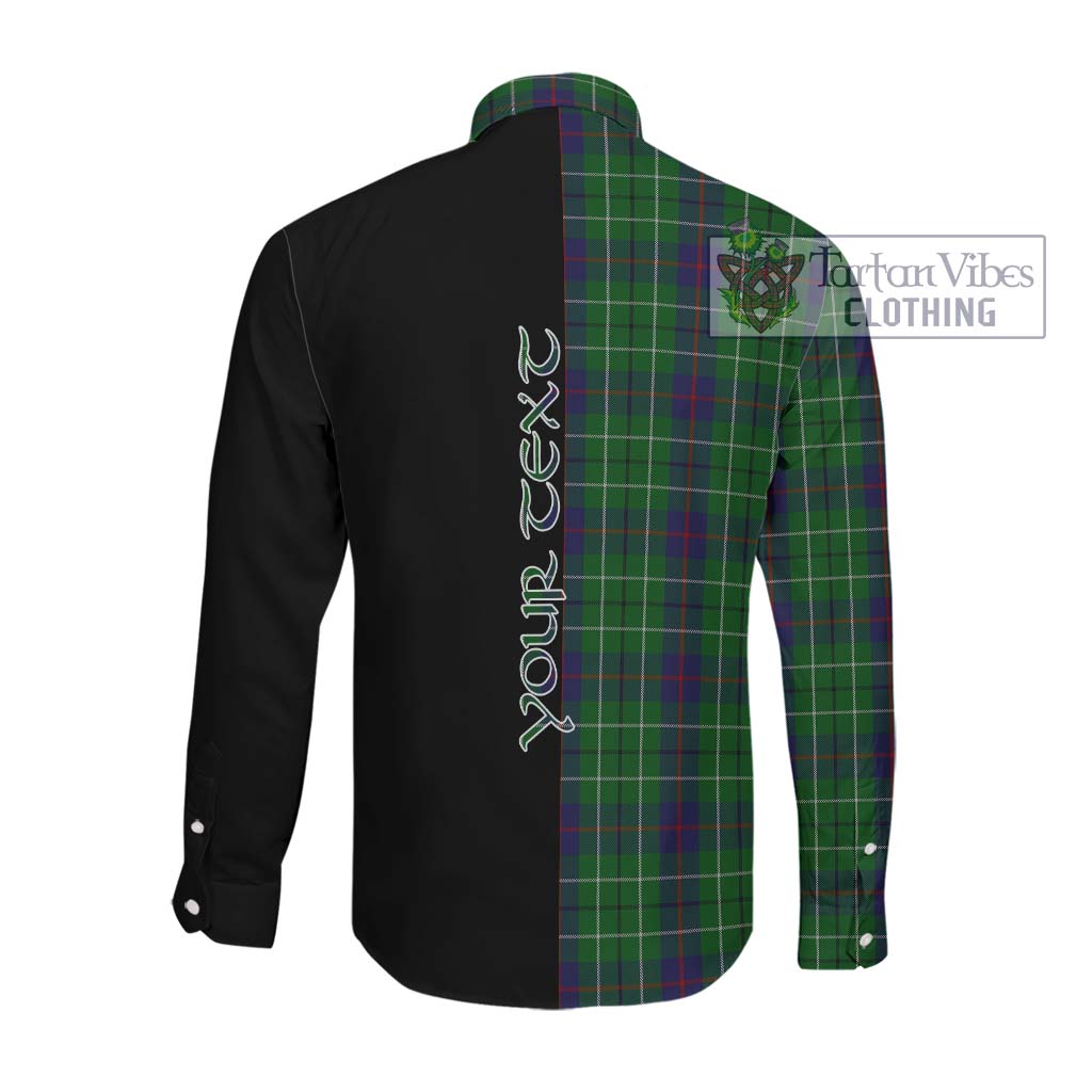 Tartan Vibes Clothing Duncan Tartan Long Sleeve Button Shirt with Family Crest and Half Of Me Style