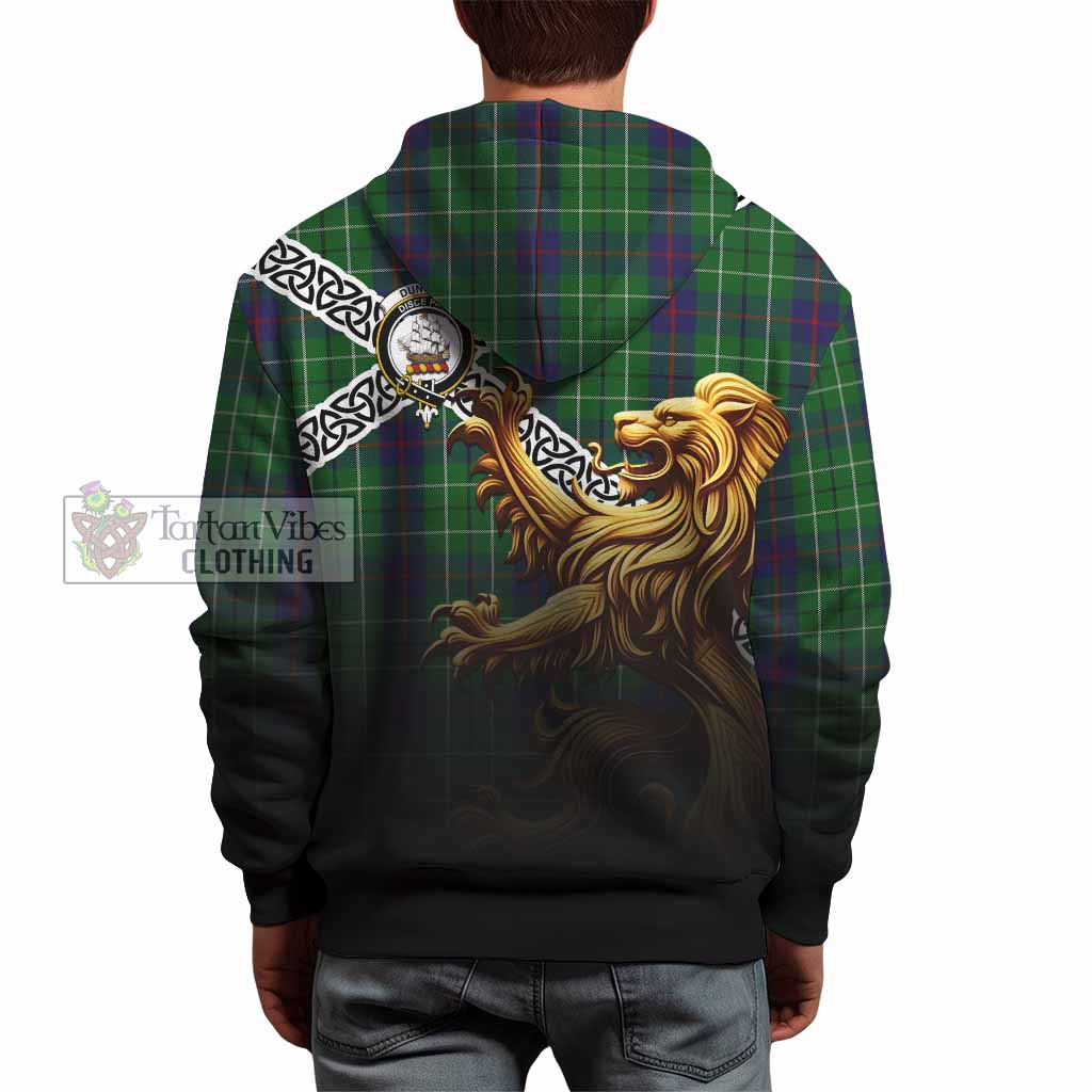 Duncan Crest Tartan Hoodie with Golden Lion Emblem Celtic Style - Tartan Vibes Clothing