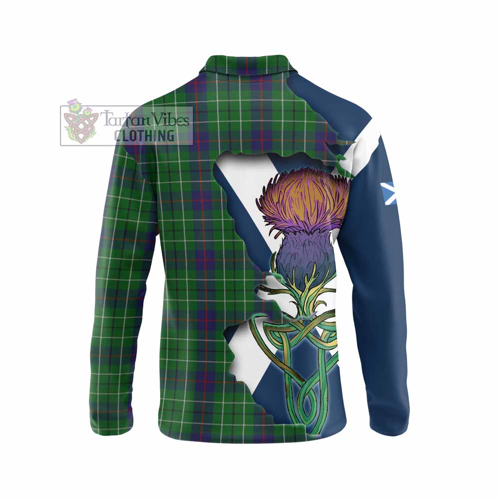 Duncan Tartan Family Crest Long Sleeve Polo Shirt Scottish Thistle Celtic Inspired - Tartan Vibes Clothing