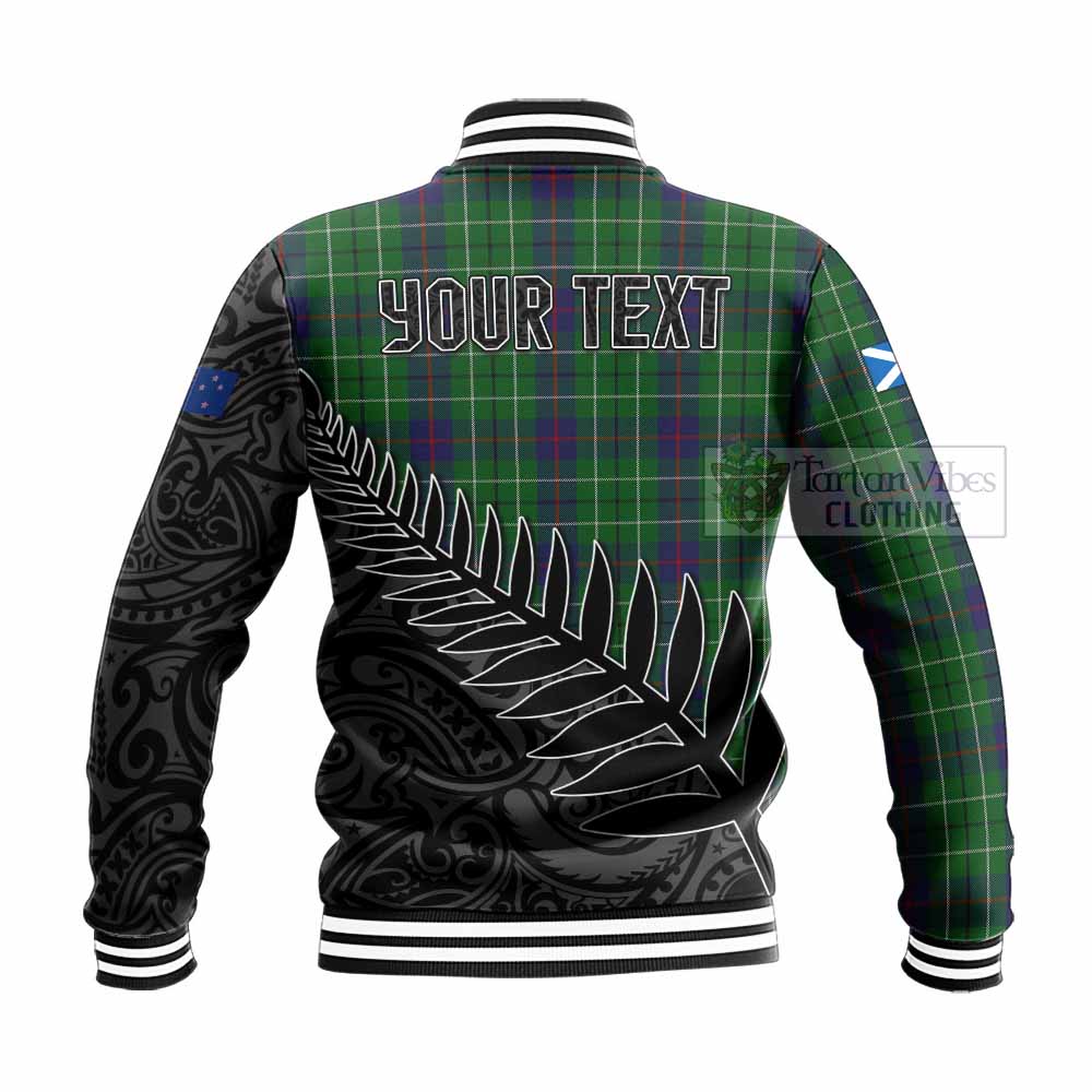 Tartan Vibes Clothing Duncan Crest Tartan Baseball Jacket with New Zealand Silver Fern Half Style