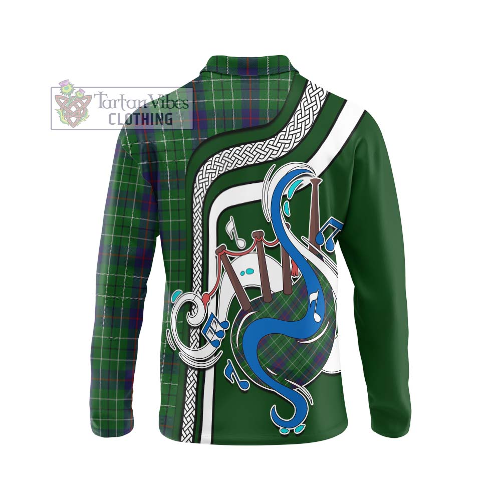 Tartan Vibes Clothing Duncan Tartan Long Sleeve Polo Shirt with Epic Bagpipe Style