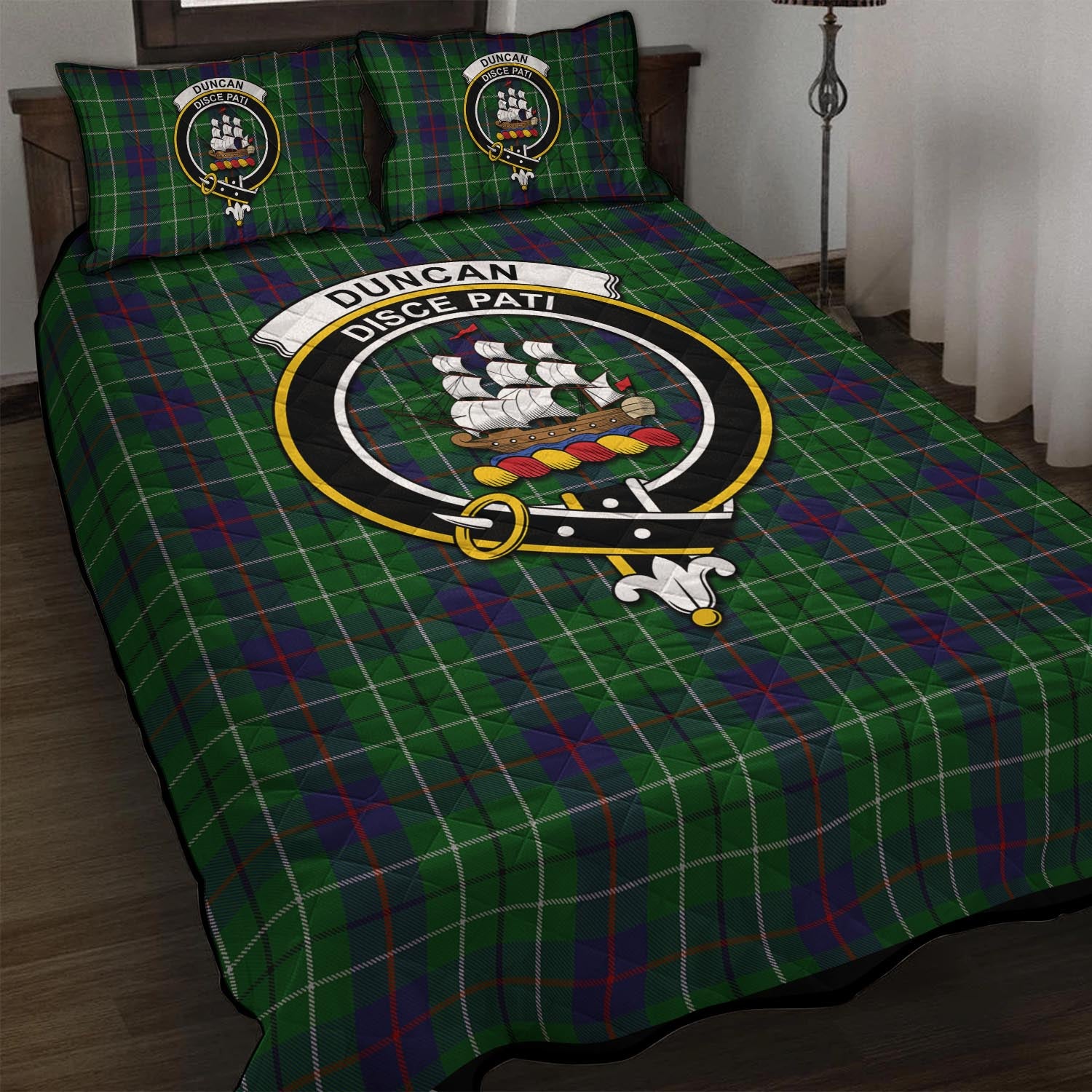 Duncan Tartan Quilt Bed Set with Family Crest - Tartan Vibes Clothing