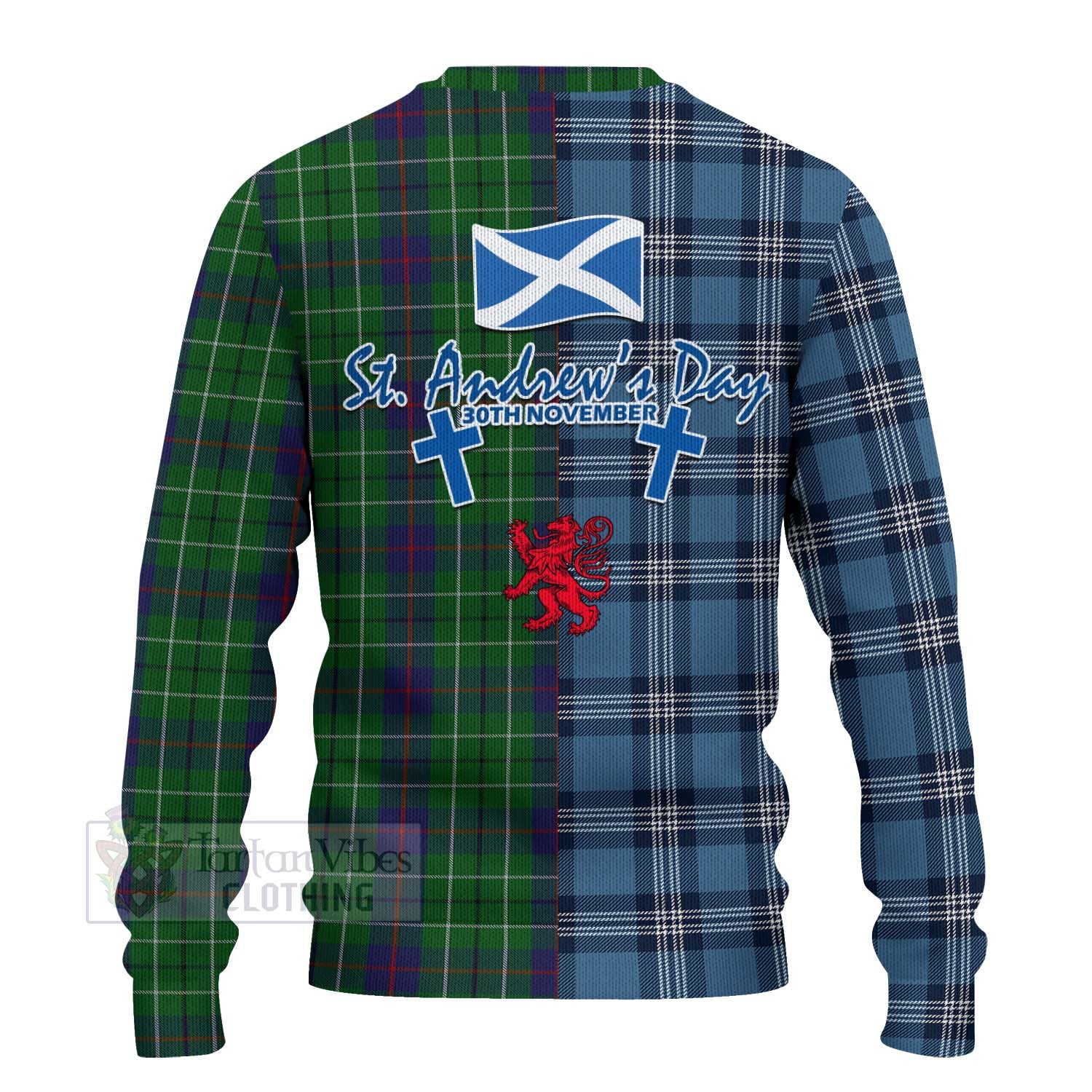 Tartan Vibes Clothing Duncan Tartan Knitted Sweater Happy St. Andrew's Day Half Tartan Style