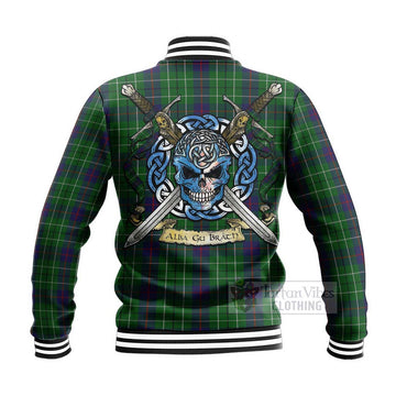 Duncan Tartan Baseball Jacket with Family Crest Celtic Skull Style