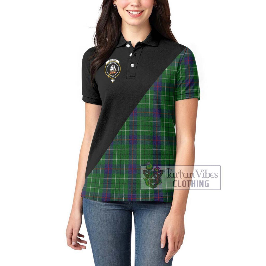 Duncan Tartan Women's Polo Shirt with Family Crest and Military Logo Style - Tartanvibesclothing Shop