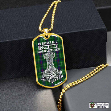 Duncan Tartan Dog Tag Necklace Viking Mjolnir Style