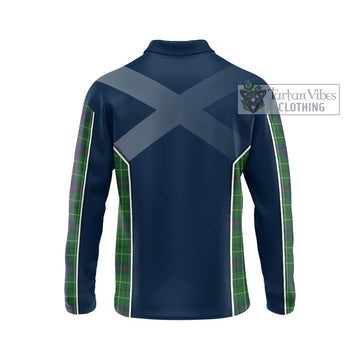 Duncan Tartan Long Sleeve Polo Shirt with Family Crest and Lion Rampant Vibes Sport Style