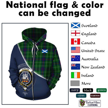 Duncan Tartan Hoodie with Personalised National Flag and Family Crest Half Style