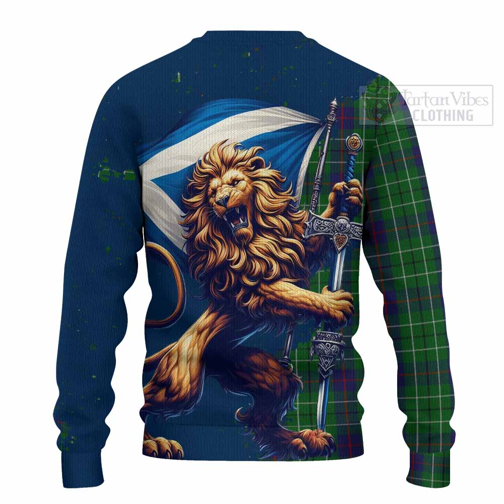 Tartan Vibes Clothing Duncan Tartan Family Crest Knitted Sweater with Scottish Majestic Lion