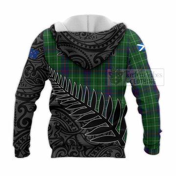 Duncan Crest Tartan Knitted Hoodie with New Zealand Silver Fern Half Style