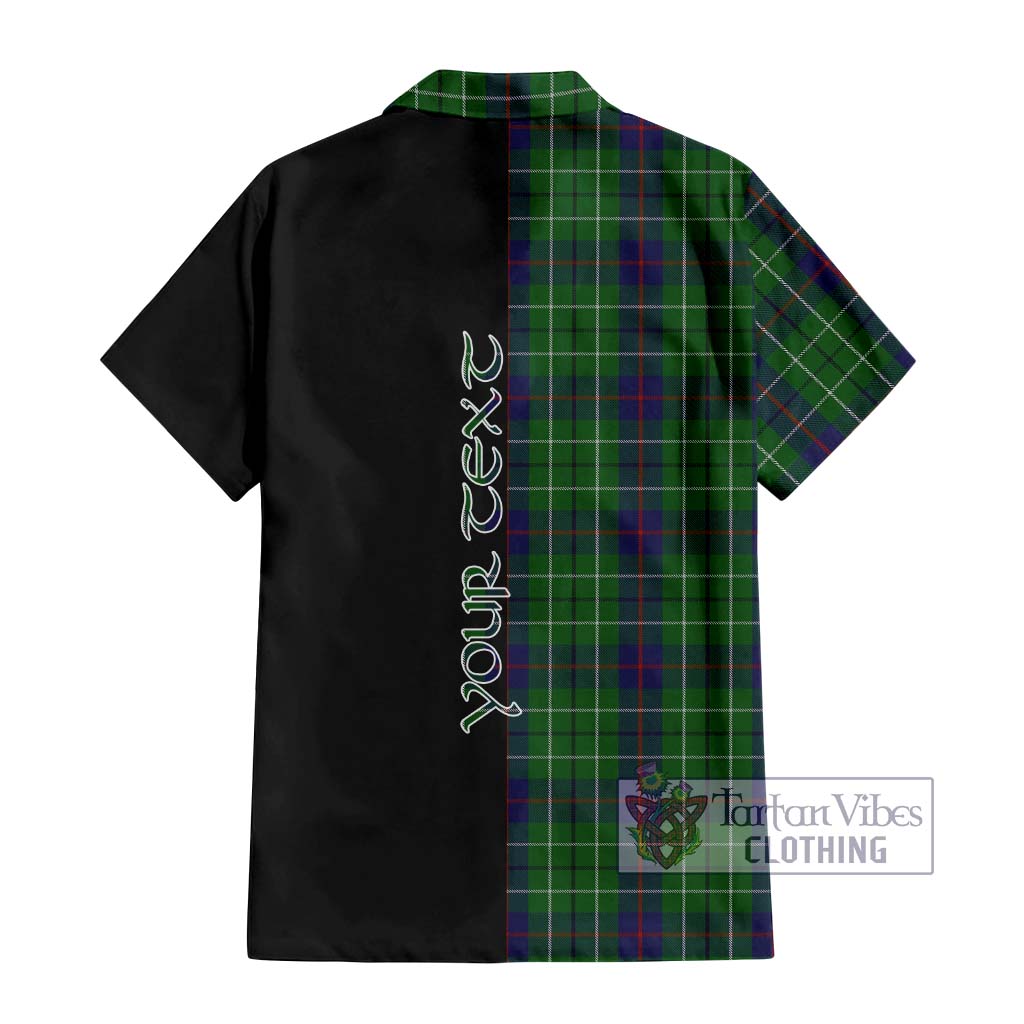 Tartan Vibes Clothing Duncan Tartan Short Sleeve Button Shirt with Family Crest and Half Of Me Style