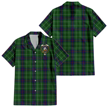 Duncan Tartan Short Sleeve Button Down Shirt with Family Crest