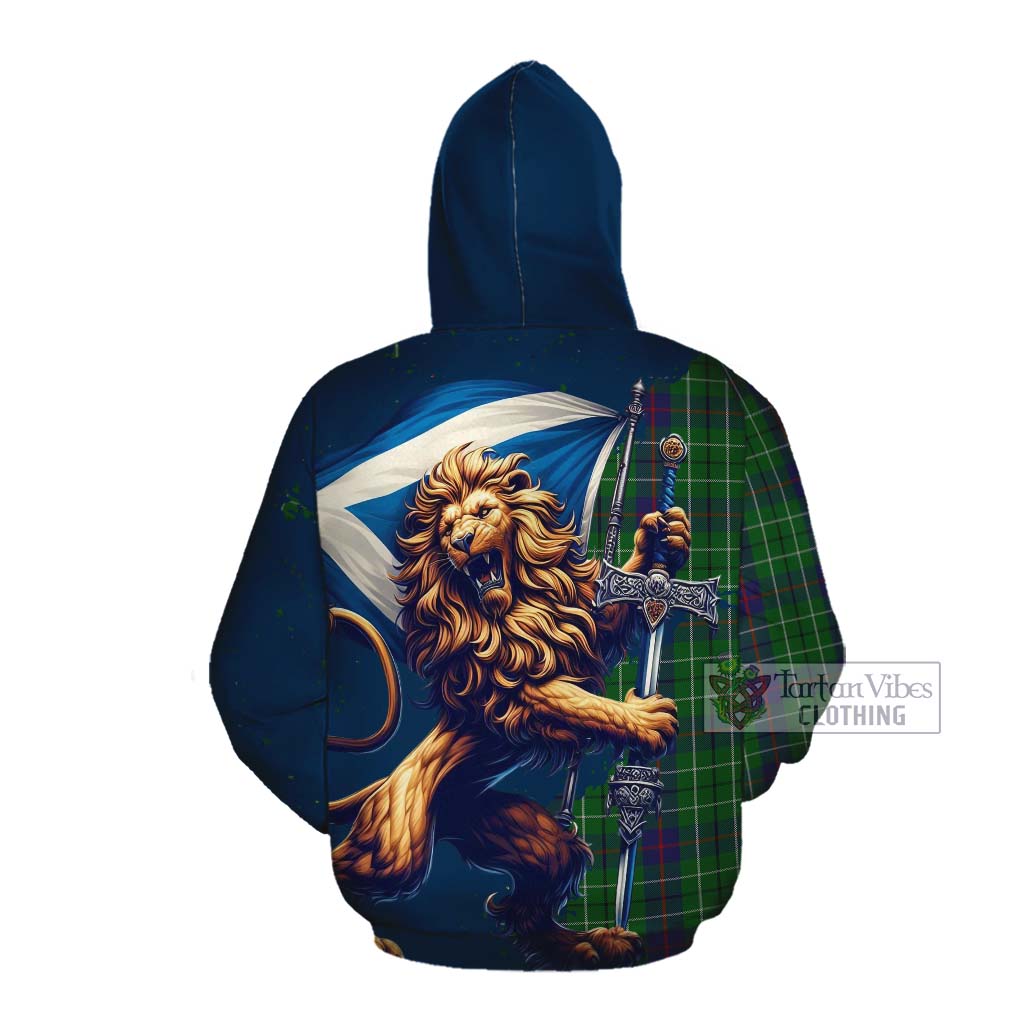 Tartan Vibes Clothing Duncan Tartan Family Crest Cotton Hoodie with Scottish Majestic Lion