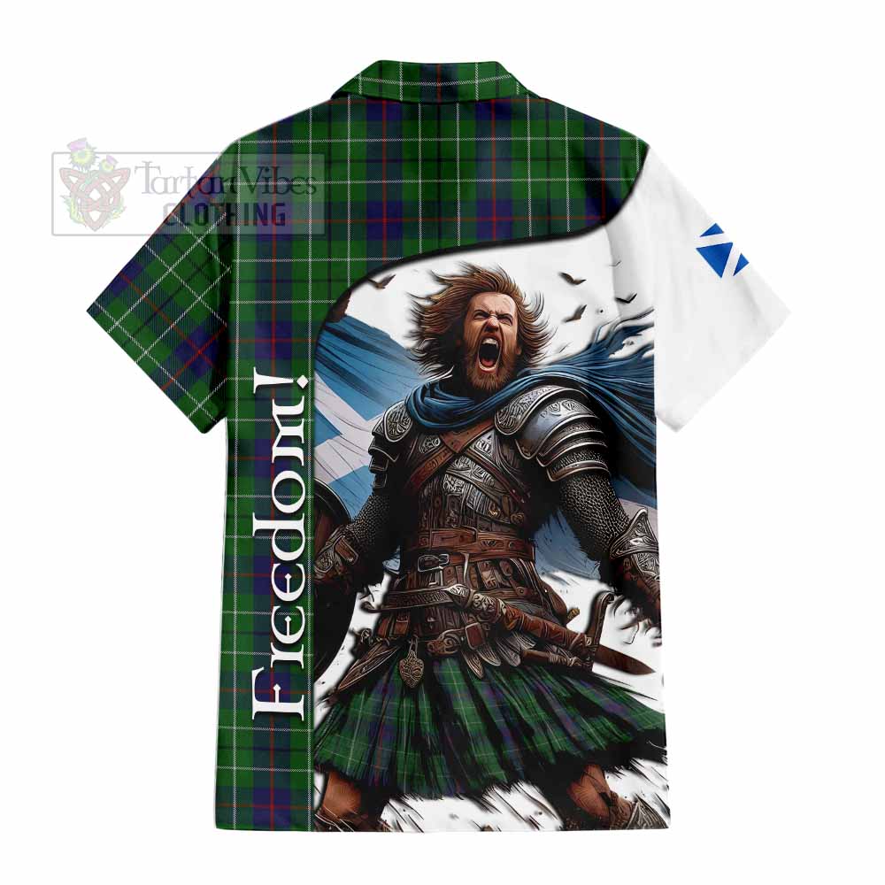 Tartan Vibes Clothing Duncan Crest Tartan Short Sleeve Button Shirt Inspired by the Freedom of Scottish Warrior