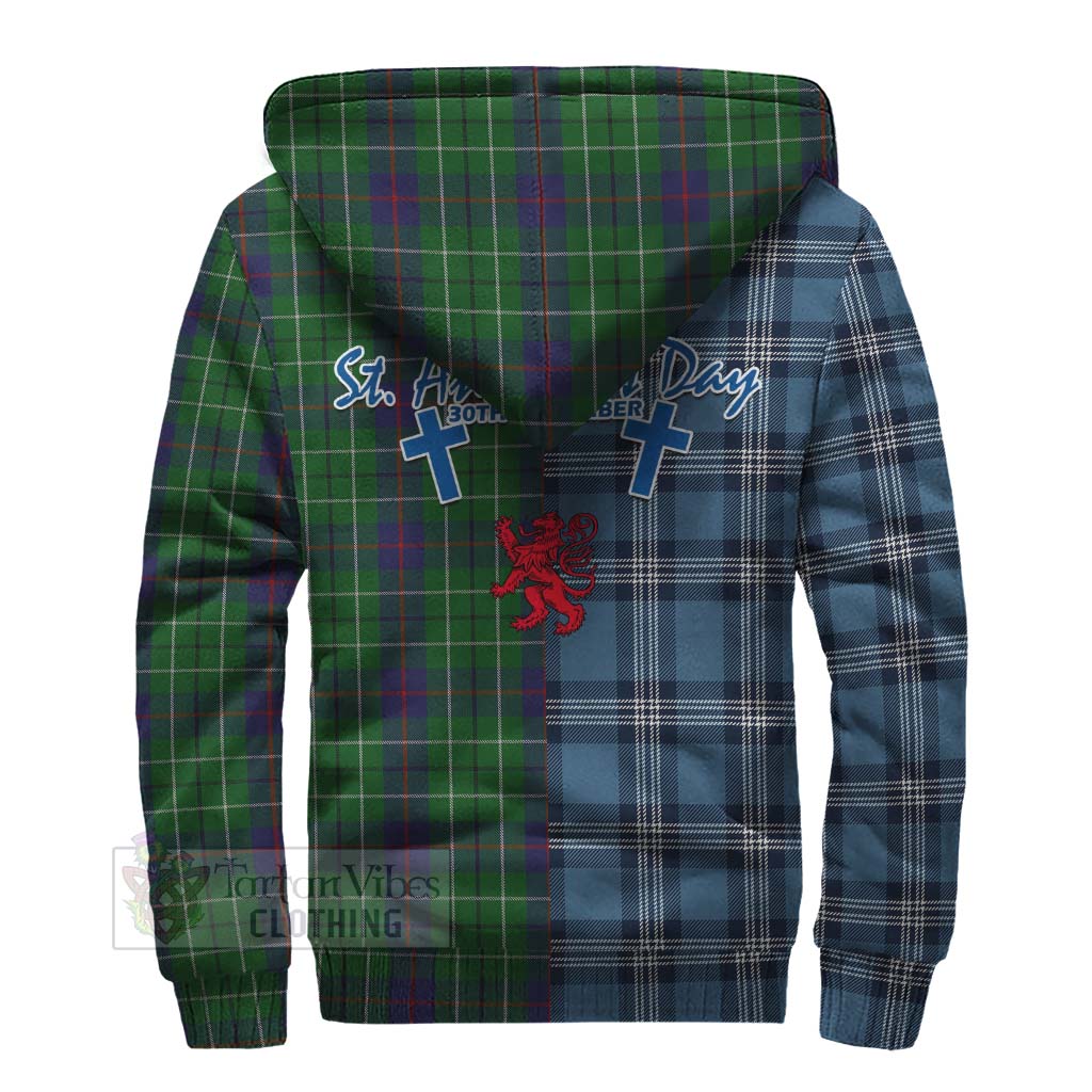 Tartan Vibes Clothing Duncan Tartan Sherpa Hoodie Happy St. Andrew's Day Half Tartan Style